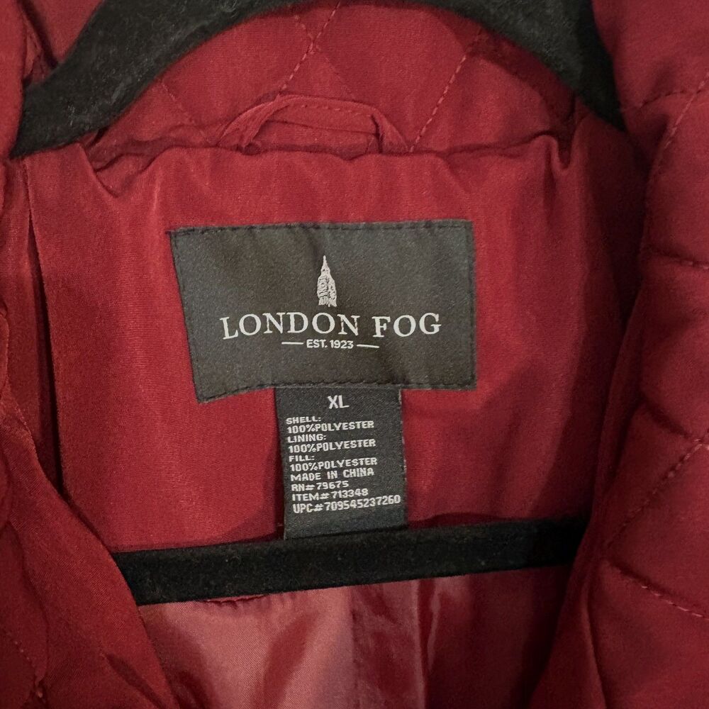 London Fog Women's Quilted All Weather Quilted Jacket Burgandy XL - No Hood - Picture 3 of 9